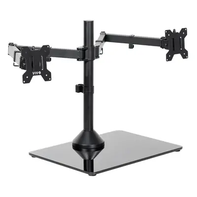 VIVO Freestanding Dual Ultrawide Monitor Stand with Sleek Glass Base and Adjustable Arms Screens