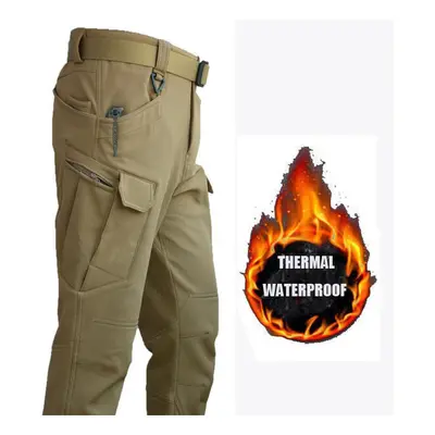 (Khaki X7 Pant, 5XL(115--125kg)) US Military Army SharkSkin SoftShell Tactical Windproof Waterpr