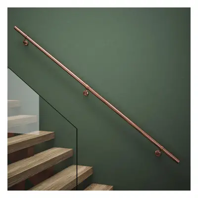 Rothley Metal Handrail Kit Antique Copper Stairs Bannister 2.4m