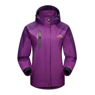 (Purple Jacket, Asian Size xl) Outdoor Waterproof Hiking Jacket Set Women Spring Autumn Breathab