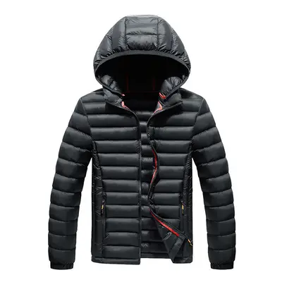 (Black, L) Winter Men Hooded Jacket Men Warm Thick Waterproof Parkas Jacket Coat Autumn Mens Fas