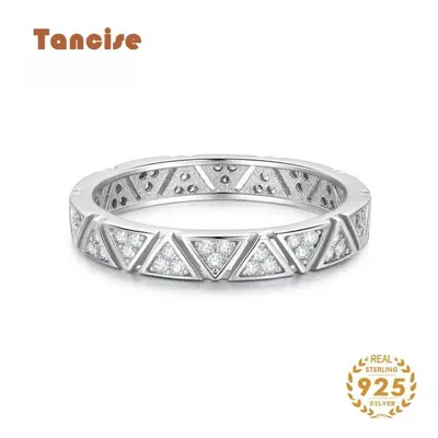 (silver, 7) Tancise Classic Sterling Silver Zircon Ring Ladies Jewelry Wedding Promise Party Gif