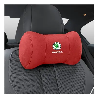 (Red) Car Seat Headrest Pillow Neck Support Protector Cushion For Skoda Octavia