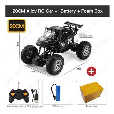 (20CM Black 1B Alloy) ZWN 1:12 / 1:16 4WD RC Car With Led Lights 2.4G Radio Remote Control Cars 