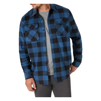 Wrangler Authentics Men's Long Sleeve Heavyweight Fleece Shirt Blue Buffalo Plaid Large