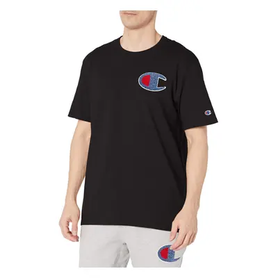 Champion Men's Heritage Tee Big Left Chest C Black-586021 Large