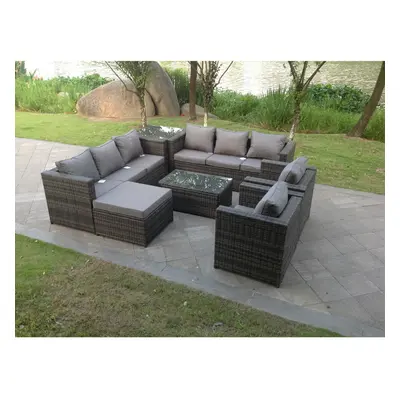 (oblong table +side table, without rain covers) seater rattan garden patio furniture sofa chair