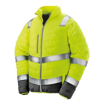 (L, Fluorescent Yellow/Grey) Result Mens Safe-Guard Soft Safety Jacket