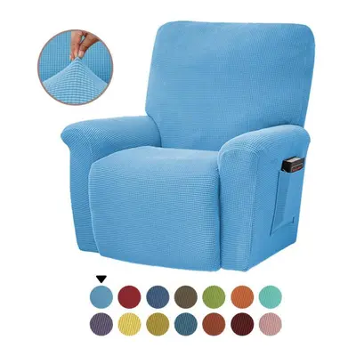 (sky blue, 4PCS) Fashion Recliner Sofa Covers Elastic Armchair Sofa Cover Stretch Soft Couch Cor