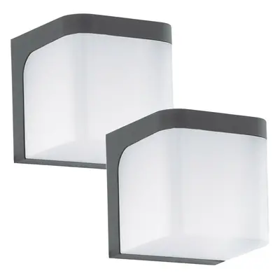 2 PACK IP44 Outdoor Wall Light Anthracite Cast Aluminium 6W LED Lamp