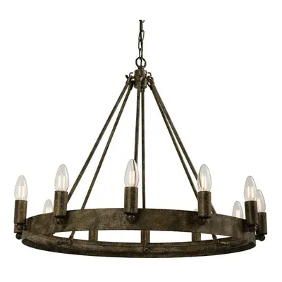 12 Light Ceiling Pendant Distressed Aged Metal Candle Ring Hanging Feature Lamp