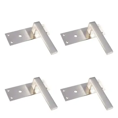 4x PAIR Straight Square Handle on Bathroom Backplate x 50mm Satin Nickel