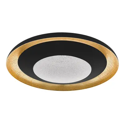 Wall Flush Ceiling Light Black Gold Transparent Plastic & Granille LED 24.5W