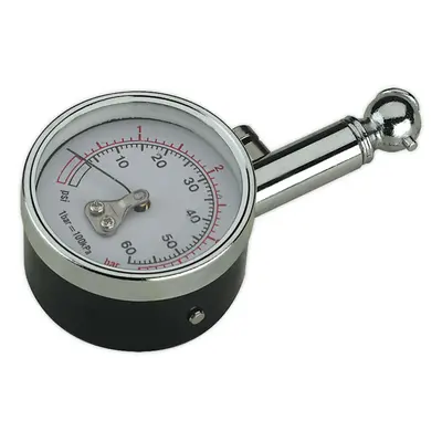 60psi Premium Tyre Pressure Gauge with Degree Angled Chuck - Metal Body Dial