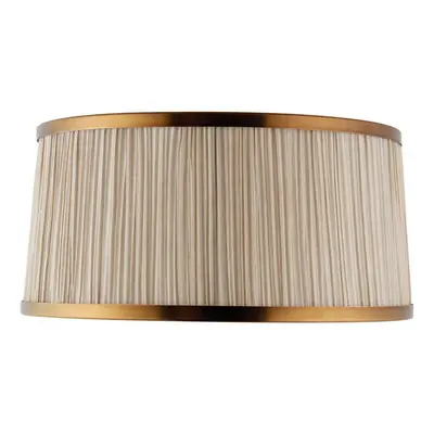 13" Luxury Round Tapered Lamp Shade Beige Pleated Organza Fabric & Antique Brass