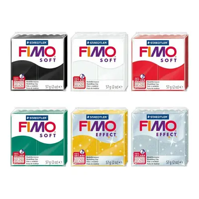 FIMO Soft and Effect Polymer Oven Modelling Clay - 57g - Set of Colours - Christmas Tones