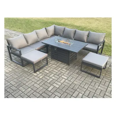 Fimous Aluminium Seater Garden Furniture Outdoor Set Patio Lounge Sofa Gas Fire Pit Dining Table