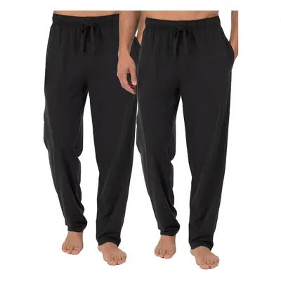 Fruit of the Loom Men's Extended Sizes Jersey Knit Sleep Pant Black/Black (2-pack) Large Tall