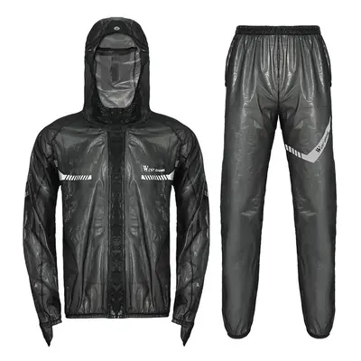 (Black suit, 4XL) Cycling Raincoat Waterproof Breathable Cycling Jacket Reflective Clothing Men 