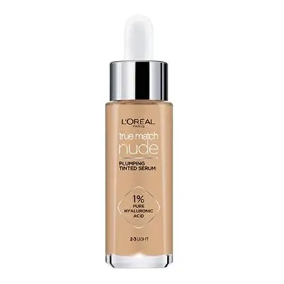 L'Oreal Paris True Match Nude Plumping Tinted Serum, 1% Hyaluronic Acid, Shade 2-3, Light, Insta