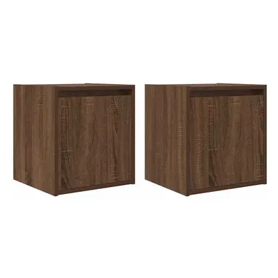 (brown oak, pcs) vidaXL Wall-Mounted Bedside Cabinets pcs Concrete Grey 38x34x40 cm