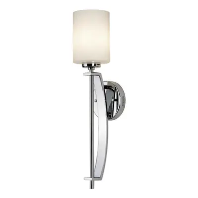 IP44 Wall Light Large Single Opal Etched Glass Shade Polished Chrome LED G9 3.5W