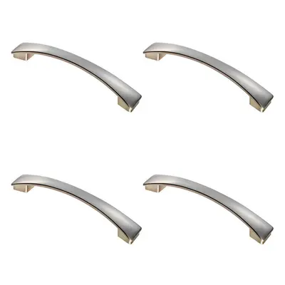 4x Curved Bow Pull Handle x 26mm 160mm Fixing Centres Satin Nickel