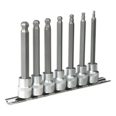 7 PACK Ball End Hex Socket Bit Set - 3/8" Square Drive - 3mm to 10mm LONG Allen