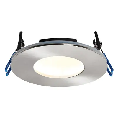 Satin Nickel Recessed Bathroom Downlight - 9W Warm White LED - IP65