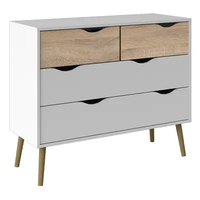 Oslo Chest of Drawers (2+2) in White and Oak