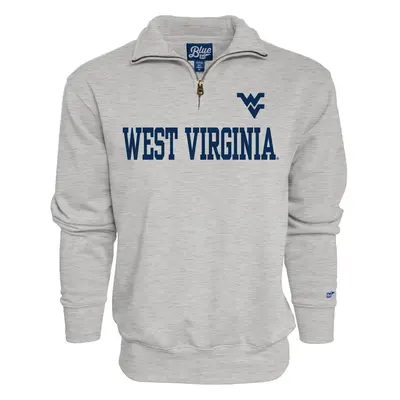 Blue Men's West Virginia Mountaineers Quarter Zip Sweatshirt Grey, Grey, Medium