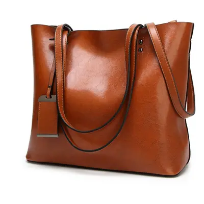 (brown) Elegant Women Leather Handbag Versatile Tote Shoulder And Crossbody Bag