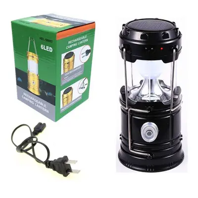 (EU, black) Portable Solar Charger Camping Lantern Lamp LED Outdoor Lighting Folding Camp Tent L