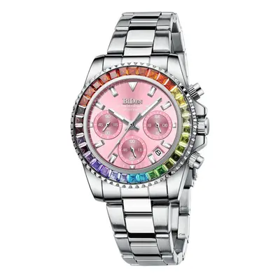 (pink) Biden Women&apos;s Fashionable Diamond Business Multifunctional Quartz Waterproof Watch