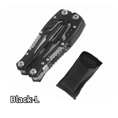 (Black-L) Multi-tool Pocket Knife Pliers Folding Mini Portable Fold Outdoor Tactical Hunting Sur