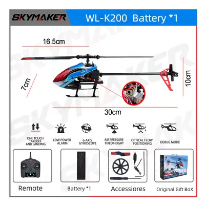 (wl-K200-1B) WLtoys RC Helicopters k200 K127 2.4Ghz 4CH 6-Aixs Gyroscope Fixed Height Single Bla