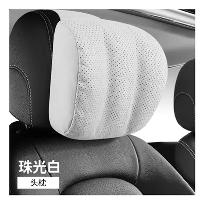 (Pearlescent White) Car Headrest Neck Pillow For Mercedes Benz S-Class Maybach Pillow Auto