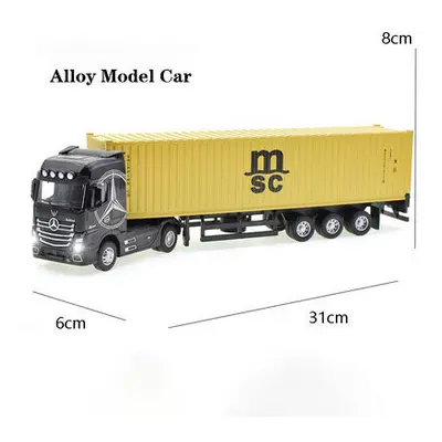 (Container Black) 1:50 Diecast Alloy Truck Head Model Toy Container Truck Pull Back With Light E