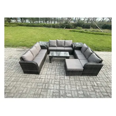 Fimous Seater Rattan Garden Furniture Set Indoor Outdoor Patio Sofa Set with Coffee Table Side T