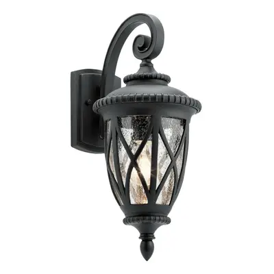 Outdoor IP44 Bulb Wall Light Lantern Textured Black LED E27 60W d01591