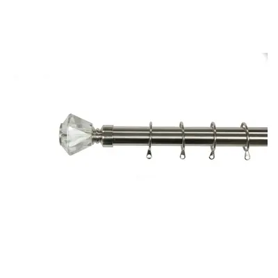 (180 - cm, Diamond Crystal) Crystal Effect Finial 28mm Extendable Curtain Pole Rods Metal Finish