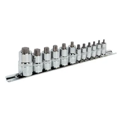 12pc TRX Star STUBBY Socket Bit Set - 1/4" 3/8" & 1/2" Square Drive Short Shaft