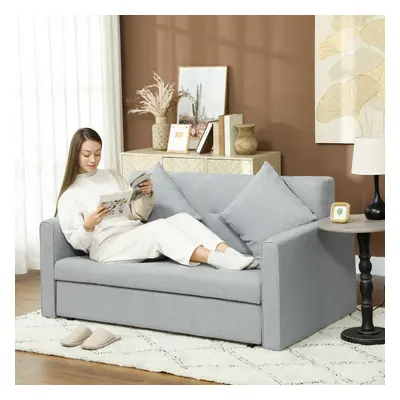 HOMCOM Seater Sofa Bed Convertible Bed Settee w/ Cushions Light Grey