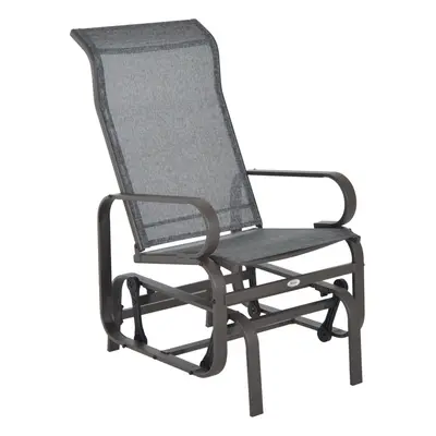 Outsunny Outdoor Gliding Rocking Chair w/ Metal Frame for Patio, Garden, Grey