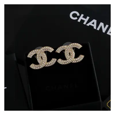 CHANEL Earrings, Classic Double C Stud Earrings, Shiny.