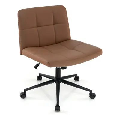 Criss Cross Chair PU Leather Upholstered Cross-legged Office Chair