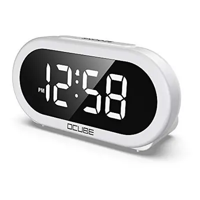 OCUBE LED Digital Alarm Clock, Bedside Clock with Optional Alarm Sounds, USB Charging Port, Full