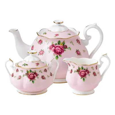 Royal Albert New Country Roses Pink 3-Piece Set (Teapot Sugar & Creamer)