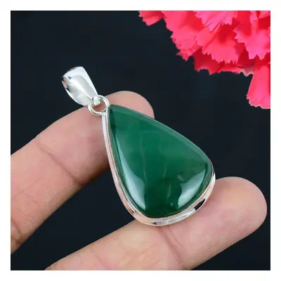 Nephrite Jade Gemstone Pendant Solid Sterling Silver Pendant Jewelry Gift For Unisex