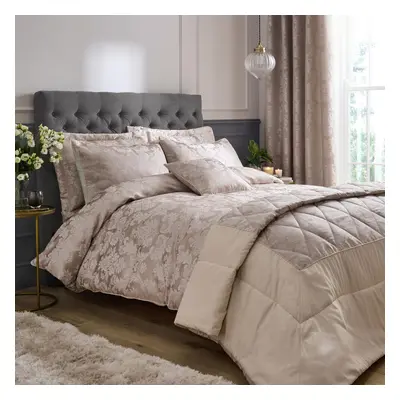 Catherine Lansfield Damask Jacquard Super King Duvet Cover Set with Pillowcases Champagne Gold